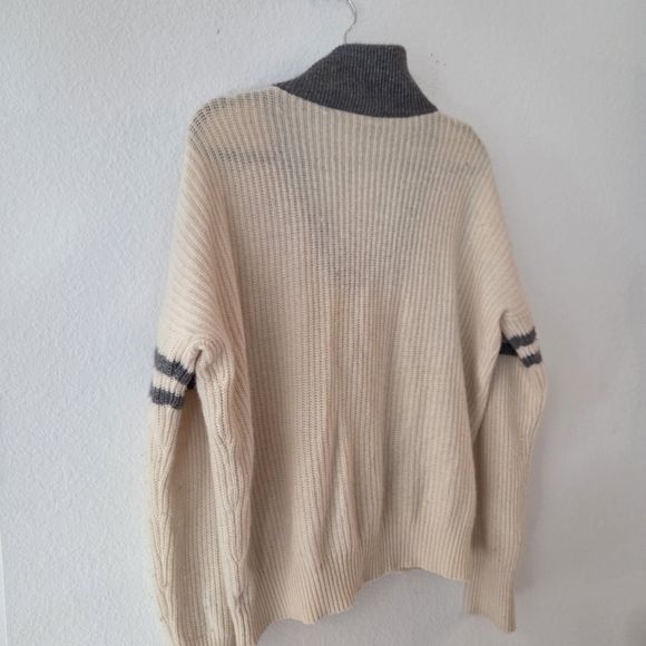 Women's Cream and Gray 360 Cashmere Sweater - Picture 9 of 9